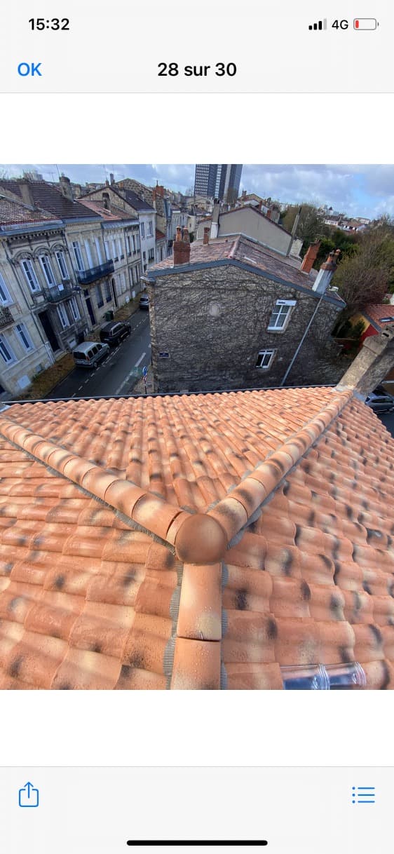 Couverture en tuiles et finitions de faîtage à Libourne